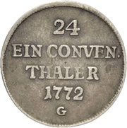 1⁄24 Thaler - Francis Conrad of Rodt Conventionstaler, Germany, 1772 reverse image