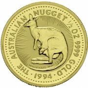 50 Dollars - Elizabeth II 3rd Portrait - Australian Kangaroo - Gold Bullion Coin, Australia, 1993-1994 reverse image