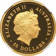 50 Dollars - Elizabeth II 4th Portrait - Kangaroo - Gold Bullion Coin obverse image