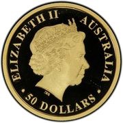 50 Dollars - Elizabeth II 4th Portrait - Dolphin - Gold Bullion Coin obverse image