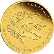 50 Dollars - Elizabeth II 4th Portrait - Tasmanian Devil; Gold Bullion Coin, Australia, 2011 reverse image