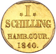 1 Schilling Gold pattern strike, Germany, 1840 reverse image