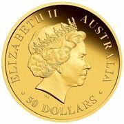 50 Dollars - Elizabeth II 4th Portrait - Dingo; Gold Bullion Coin obverse image