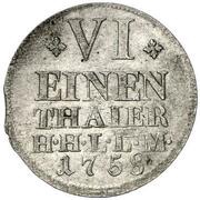 ⅙ Thaler - Louis IX, Germany, 1758 reverse image