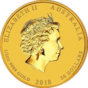 50 Dollars - Elizabeth II 4th Portrait - Year of the Dog - Gold Bullion Coin obverse image