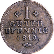 1 Pfennig - William I, Germany, 1816-1821 reverse image