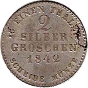 2 Silbergroschen - William II and Frederick William, Germany, 1842 reverse image
