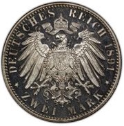 2 Marks - Louis IV, Germany, 1891 reverse image