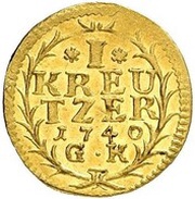1 Kreuzer - Louis VIII Gold Pattern, Germany, 1740 reverse image