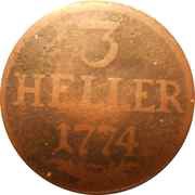 3 Heller - Frederick II, Germany, 1774 reverse image