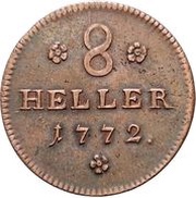 8 Heller, 1⁄48 Thaler - Frederick II, Germany, 1772 reverse image