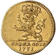½ Ducat - Frederick I Edergold Halbdukat, Germany, 1731-1737 reverse image