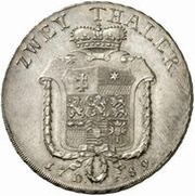 2 Thalers - William IX, Germany, 1789 reverse image