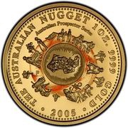 100 Dollars - Elizabeth II 4th Portrait - Welcome Stranger Nugget - Gold Bullion Coin, Australia, 2005 reverse image
