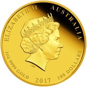 100 Dollars - Elizabeth II 4th Portrait - Year of the Rooster - Gold Bullion Coin obverse image