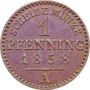 1 Pfenning - Paul Frederick Emil Leopold III, Germany, 1851-1858 reverse image