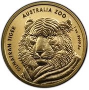 100 Dollars - Elizabeth II 6th Portrait - Sumatran Tiger - Gold Bullion Coin reverse image