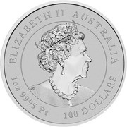 100 Dollars - Elizabeth II 6th Portrait - Year of the Mouse - Platinum Bullion Coin obverse image