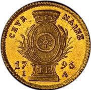 1 Kreuzer - Frederick Charles Joseph of Erthal Gold pattern strike, Germany, 1795 reverse image