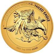 100 Dollars - Elizabeth II 6th Portrait - Australian Wedge-Tailed Eagle - Gold Bullion Coin, Australia, 2021 reverse image