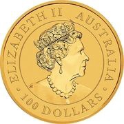 100 Dollars - Elizabeth II 6th Portrait - Kangaroo - Gold Bullion Coin obverse image