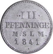 3 Pfenninge - Paul Frederick, Germany, 1838-1842 reverse image