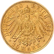 10 Mark - Frederick Francis IV Coming of Age, Germany, 1901 reverse image