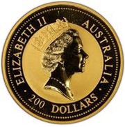 200 Dollars - Elizabeth II 3rd Portrait - Australian Nugget - Gold Bullion Coin obverse image
