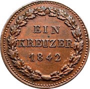 1 Kreuzer - Adolph, Germany, 1842-1856 reverse image