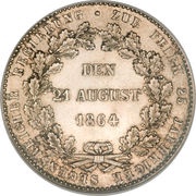 1 Thaler - Adolph, Germany, 1864 reverse image