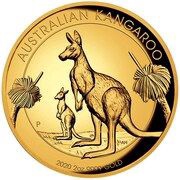 200 Dollars - Elizabeth II 6th Portrait - Kangaroo - Gold Coin, Australia, 2020 reverse image