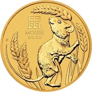 200 Dollars - Elizabeth II 6th Portrait - Year of the Mouse - Gold Bullion Coin, Australia, 2020 reverse image