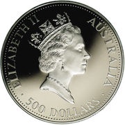 500 Dollars - Elizabeth II 3rd Portrait - Koala - Platinum obverse image