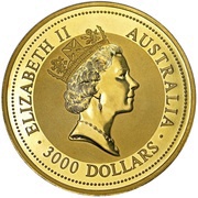 3000 Dollars - Elizabeth II 3rd Portrait - Australian Nugget - Gold Bullion Coin obverse image