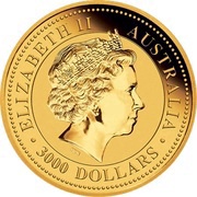 3000 Dollars - Elizabeth II 4th Portrait - Australian Kangaroo obverse image