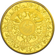 3000 Dollars - Elizabeth II 4th Portrait - 2016 Australian Olympic Team - Gold Proof, Australia, 2016 reverse image