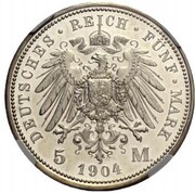 5 Mark - William II Pattern, Germany, 1904 reverse image