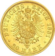 20 Mark - Henry XIV, Germany, 1881 reverse image