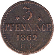 3 Pfennig, Germany, 1862-1864 reverse image