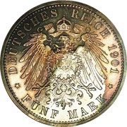 5 Marks - Ernest I, Germany, 1901 reverse image