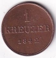 1 Kreuzer - Bernhard II, Germany, 1842 reverse image
