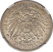 5 Mark - George II, Germany, 1901 reverse image