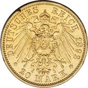 20 Mark - Charles Alexander, Germany, 1892-1896 reverse image