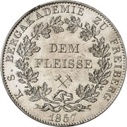 2 Thalers - John Freiberg University, Germany, 1857 reverse image