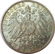 2 Marks - Albert Death of King Albert, Germany, 1902 reverse image
