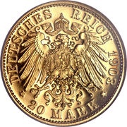 20 Mark - George, Germany, 1903 reverse image