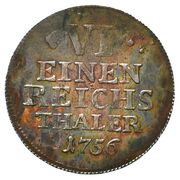 ⅙ Thaler - Charles William Frederick, Germany, 1755-1756 reverse image