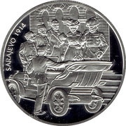 100 Schilling Habsburg Tragedies: Franz Ferdinand + Sophie, Austria, 1999 reverse image