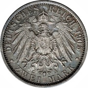 2 Marks - Charles Günther Silver Jubilee; thick rim, Germany, 1905 reverse image