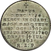 ¼ Thaler - Max Francis Death of the Grandmaster, Germany, 1801 reverse image